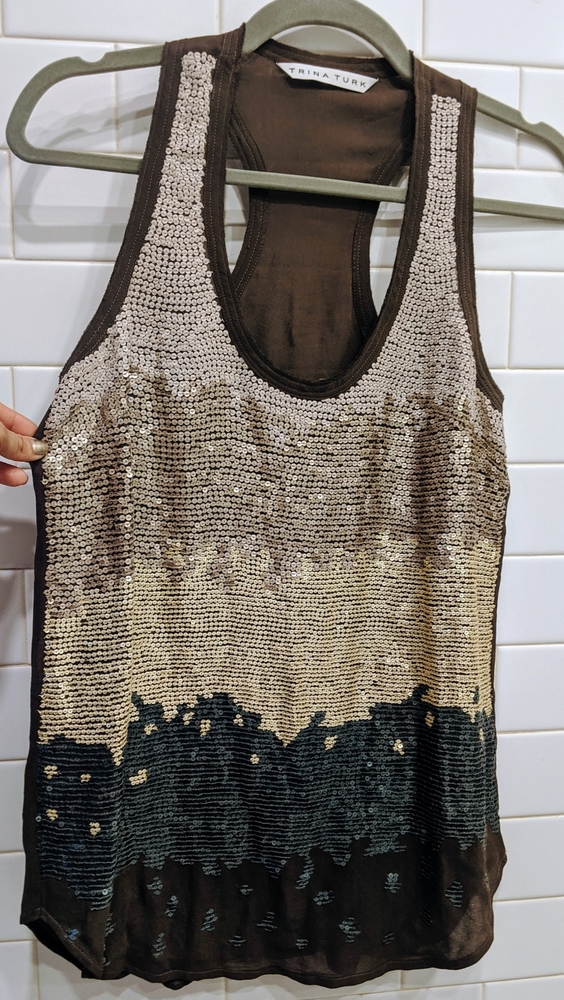 TRINA TURK - Women's Sequin Silk Tank Top